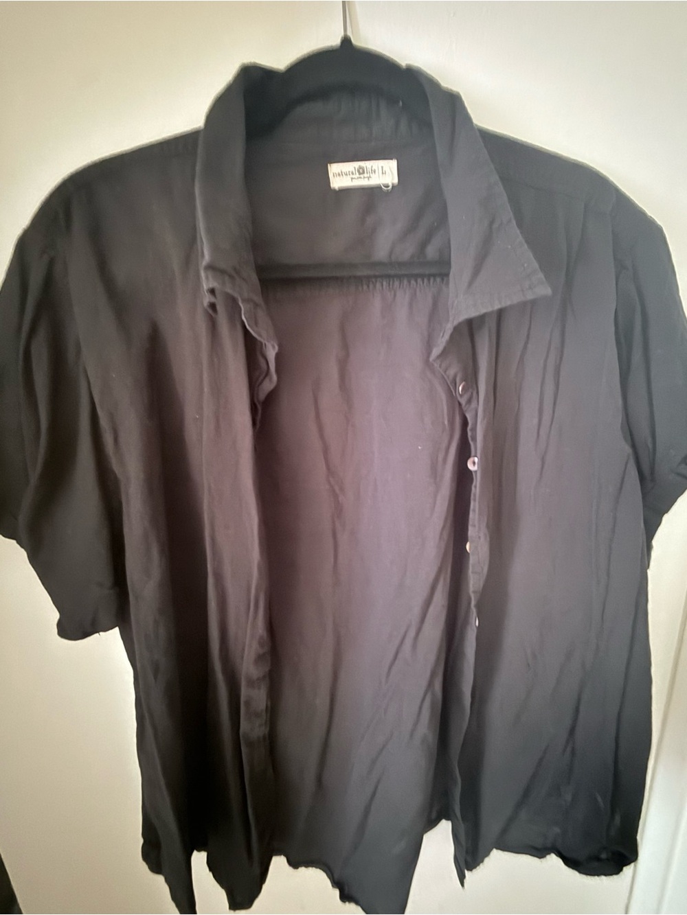 Natural Life Black Short-Sleeve Button-Up Shirt
